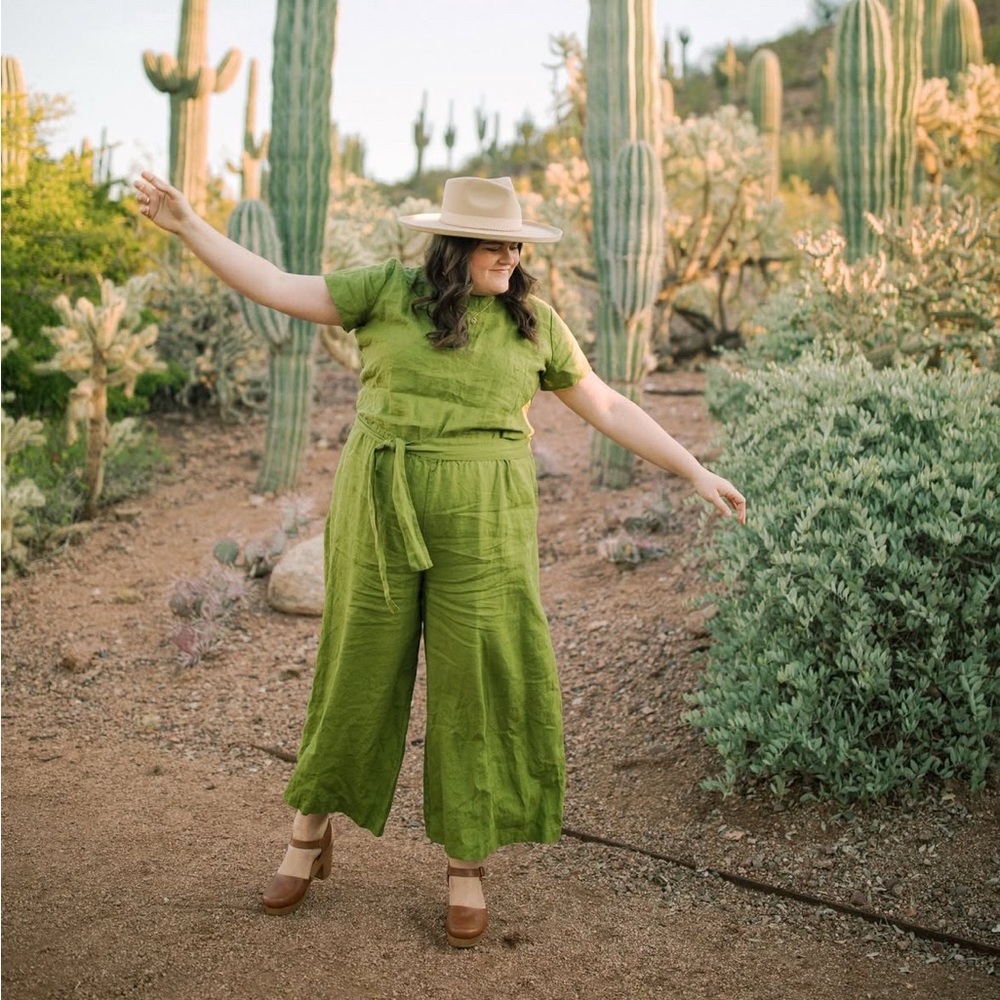 NPL Olive Green Linen Jumpsuit - Picture 5 of 7